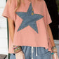 Mineral Wash Studded Star Patch Tee