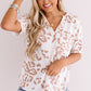 Plus Size Leopard V Neck Top