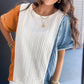 Textured Color Block Loose Fit T Shirt