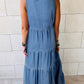 Sleeveless Tiered Chambray Maxi Dress