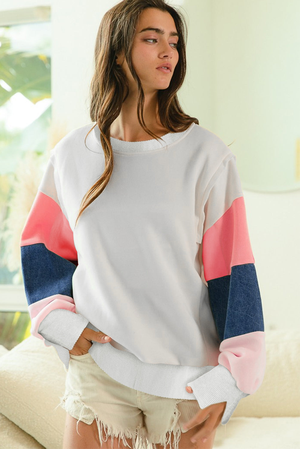 Terry Color Block Top