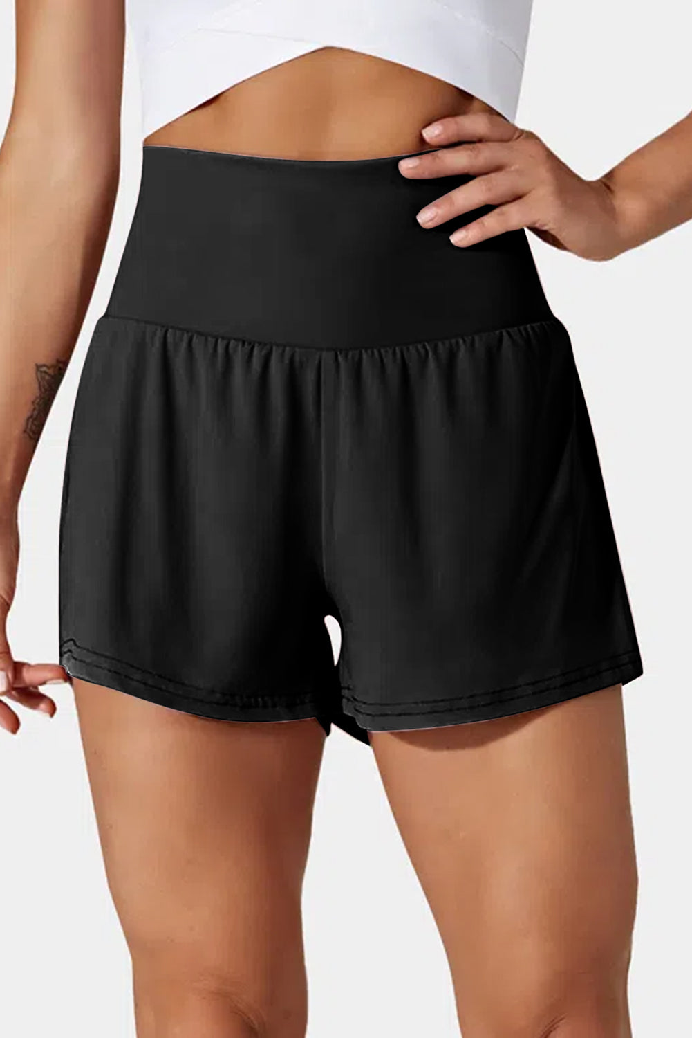 Pocketed Wide Waistband Swim Shorts