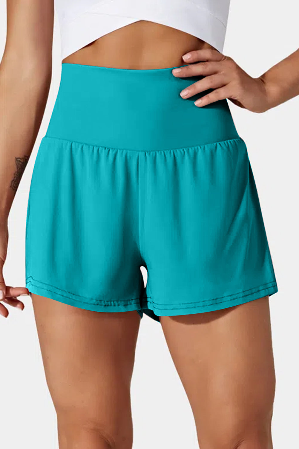 Pocketed Wide Waistband Swim Shorts