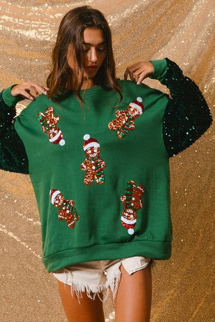 Christmas Sequin Sleeve Sweatshirt