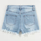 High Waist Distressed Ripped Raw Hem Denim