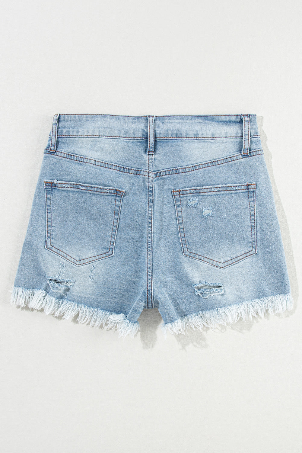 High Waist Distressed Ripped Raw Hem Denim