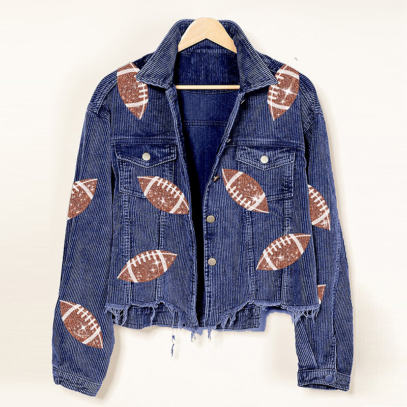 Corduroy & Sequins Football Jacket