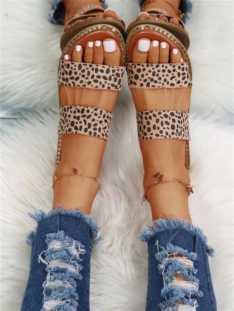 Women's Leopard Flat Sandals