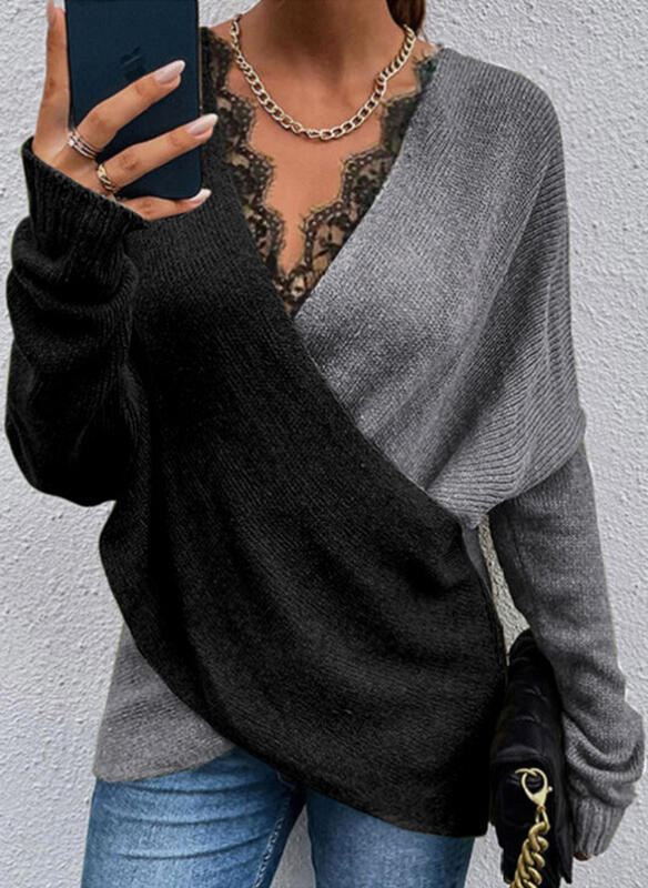 Lace V-neck Knitted top