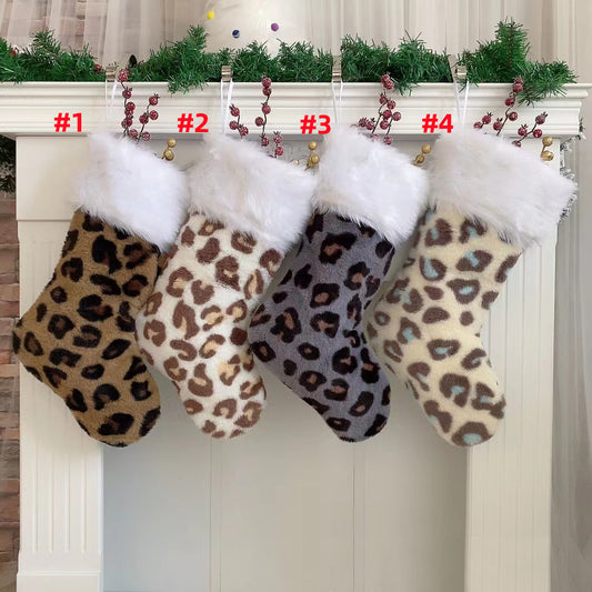 Christmas Leopard Decorative Plush Socks