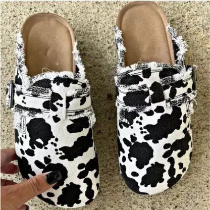 Women's Leopard Mule Flat Slippers