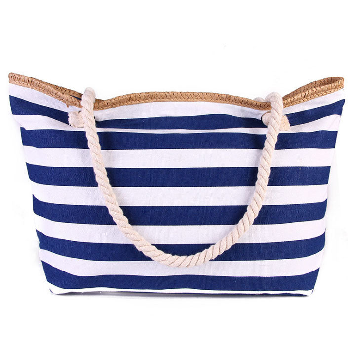 Ladies Canvas Stripe Tote Bag