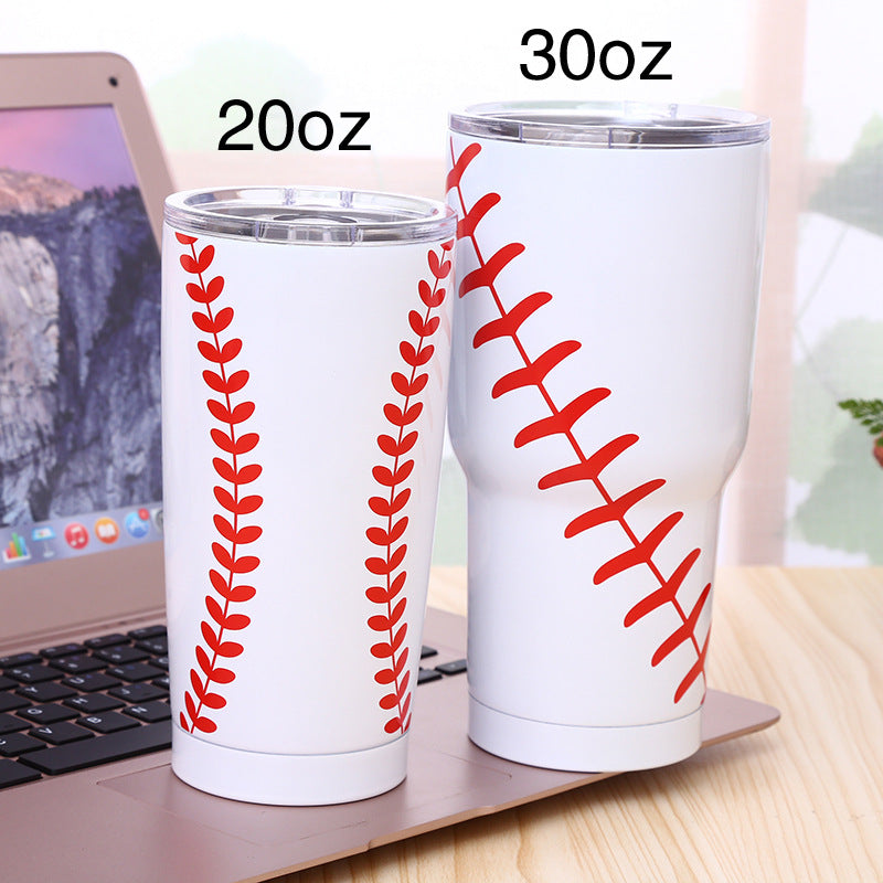 Baseball Pattern Stainless Steel Outdoor Vacuum Mug