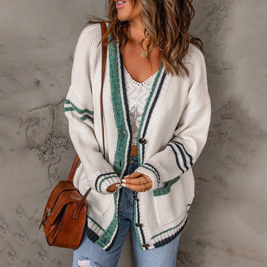 White V Neck Cardigan