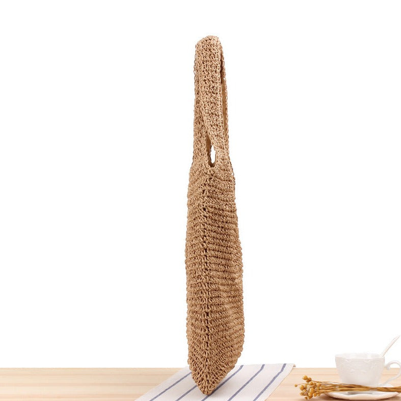 Women Straw Shoulder Bag Bucket Tote