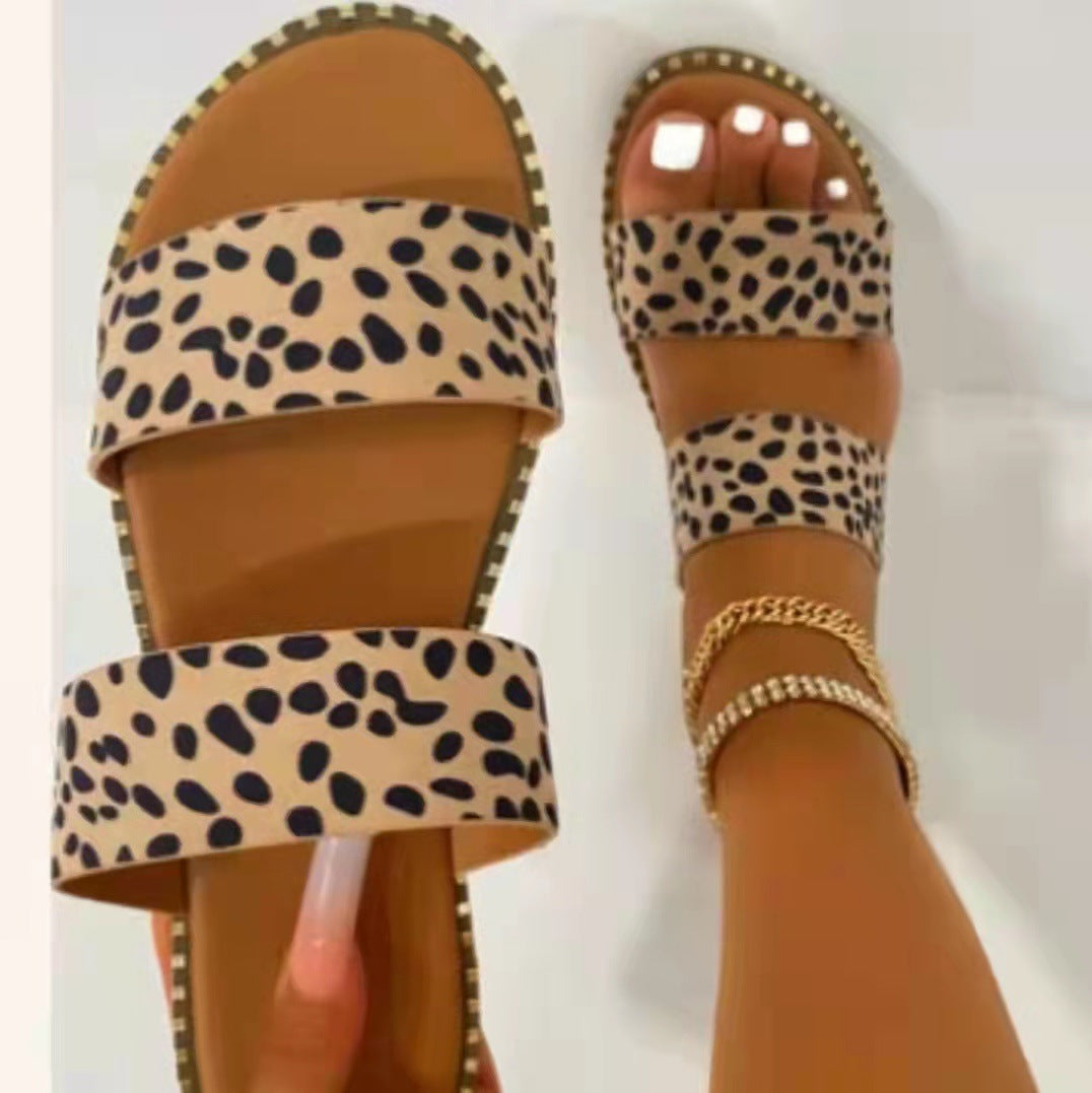 Women's Leopard Flat Sandals