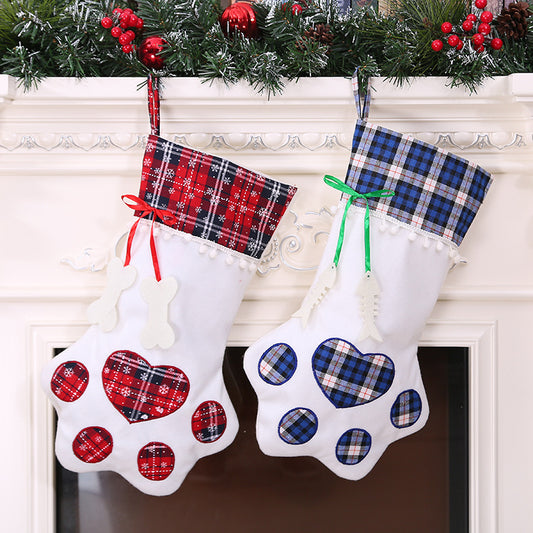 Christmas Dog Paw Decorative Socks