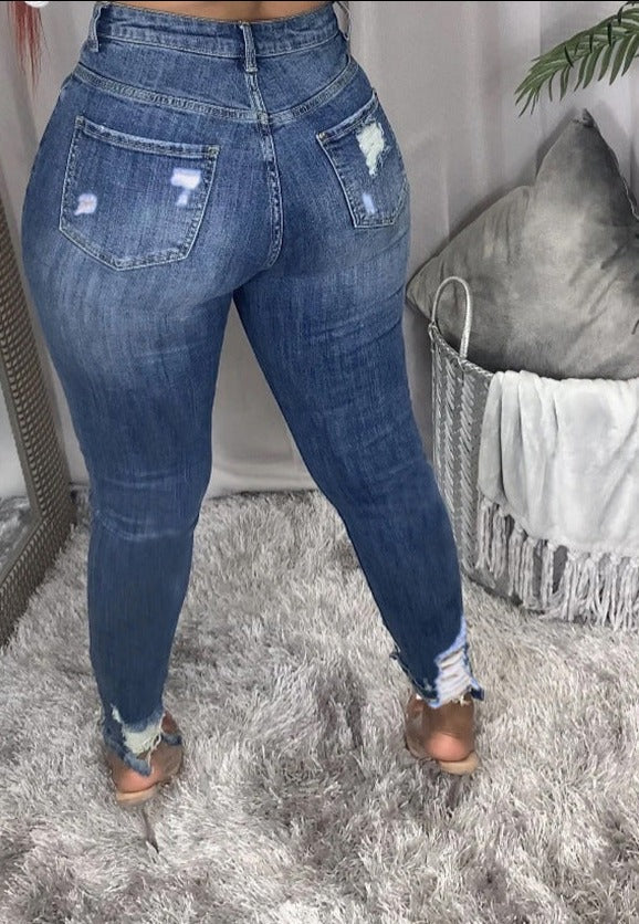 Women's High Waist Ripped Jeans