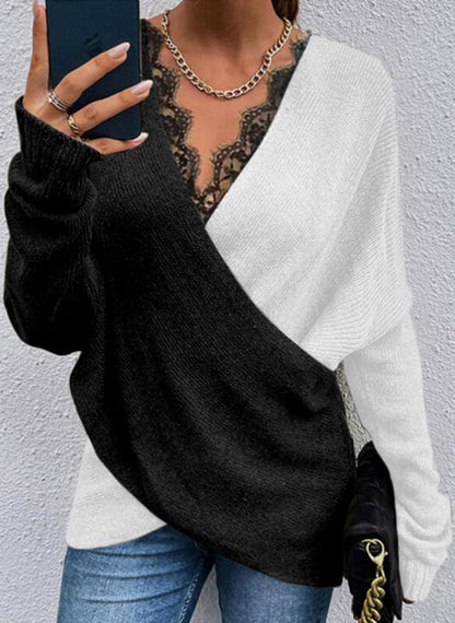 Lace V-neck Knitted top