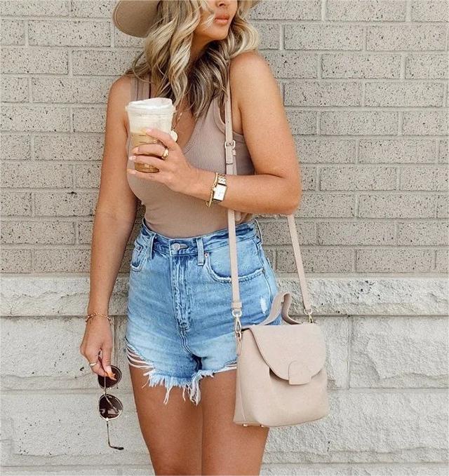 High Waist Ripped Denim Shorts