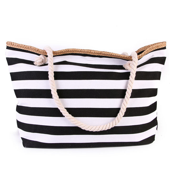 Ladies Canvas Stripe Tote Bag