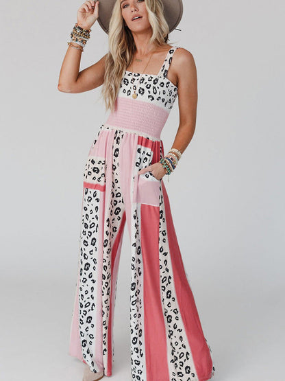 Pink Leopard High Waist Jumpsuit