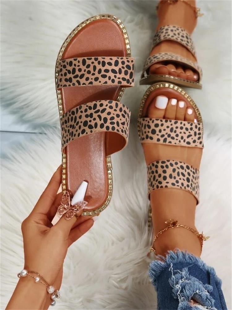 Women's Leopard Flat Sandals