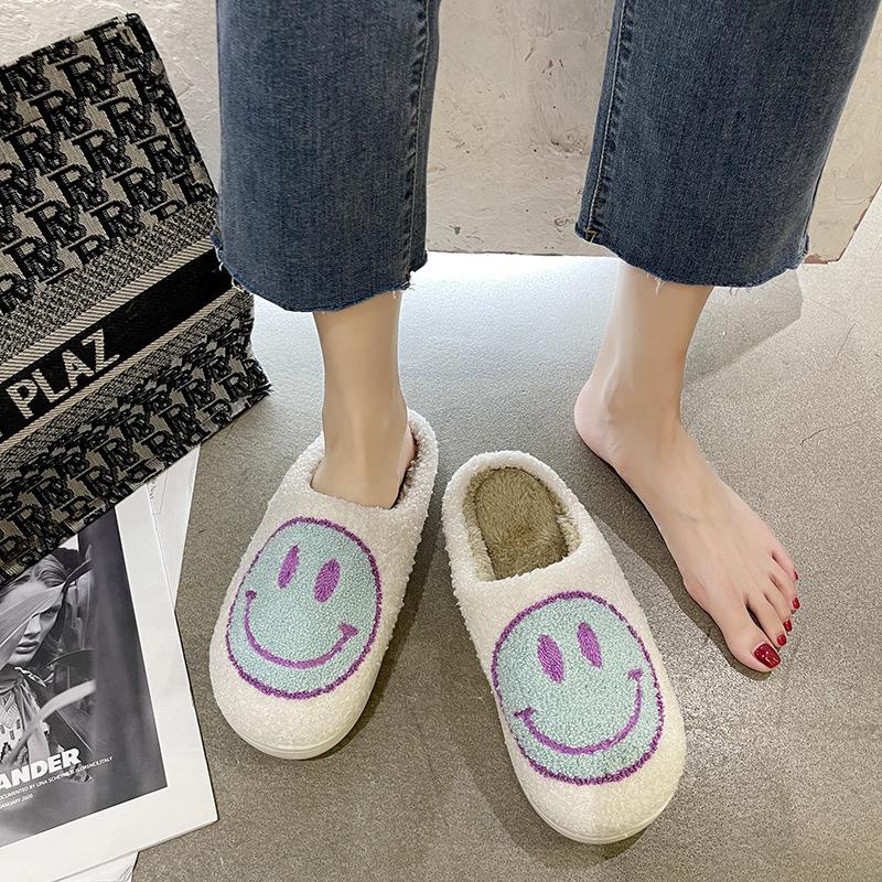 Women's Smiling Face Plush Home Slippers