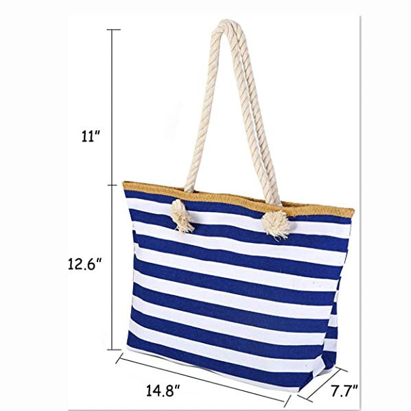 Ladies Canvas Stripe Tote Bag