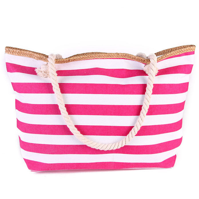 Ladies Canvas Stripe Tote Bag