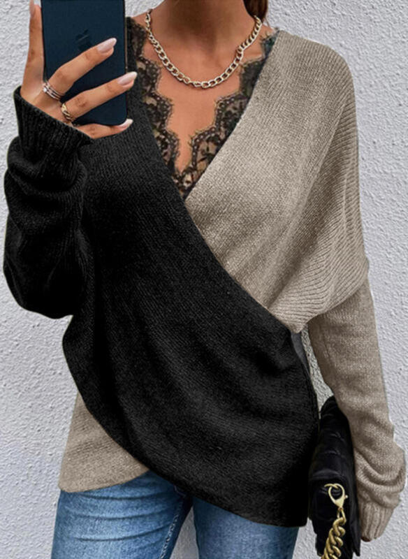 Lace V-neck Knitted top