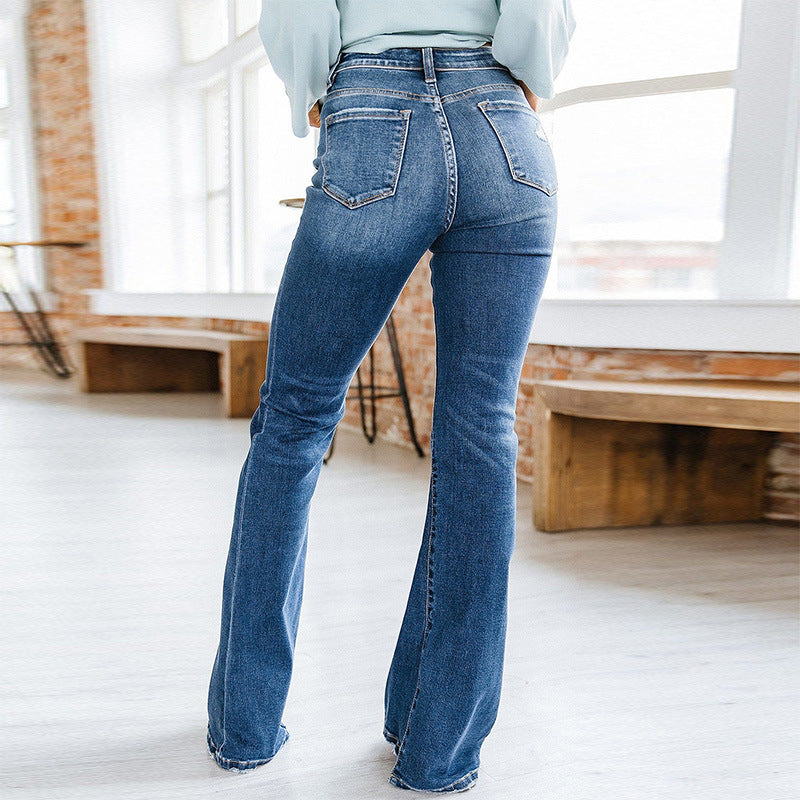 High Waist Denim Flared Pants