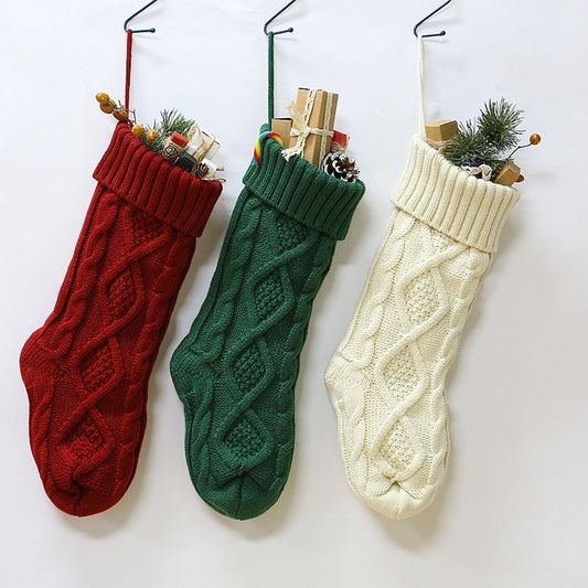 Large Knitted Ornament Christmas Socks