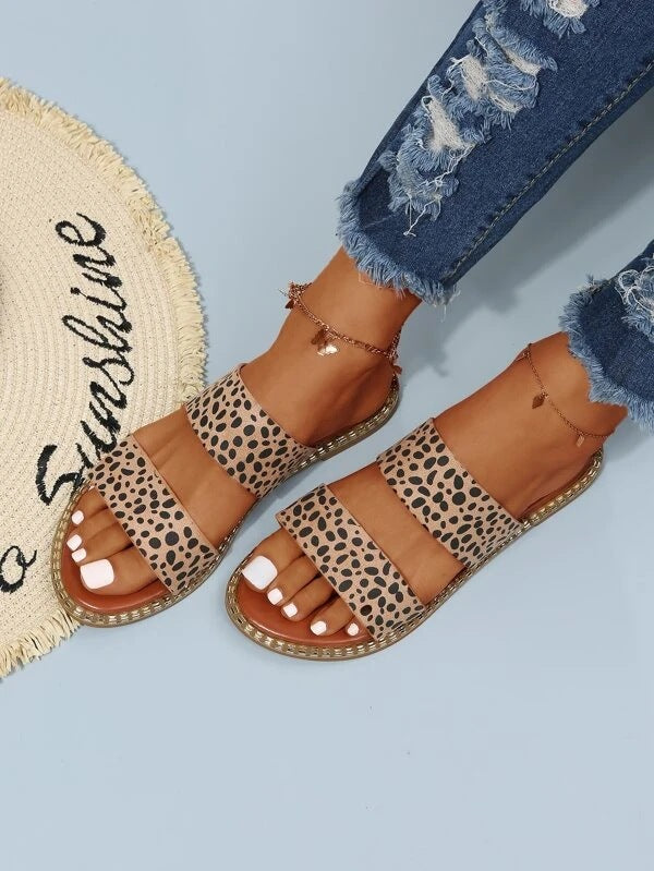 Women's Leopard Flat Sandals