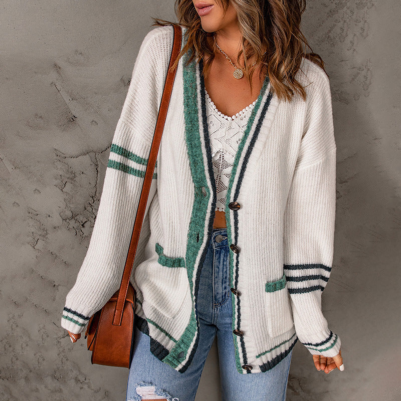 White V Neck Cardigan