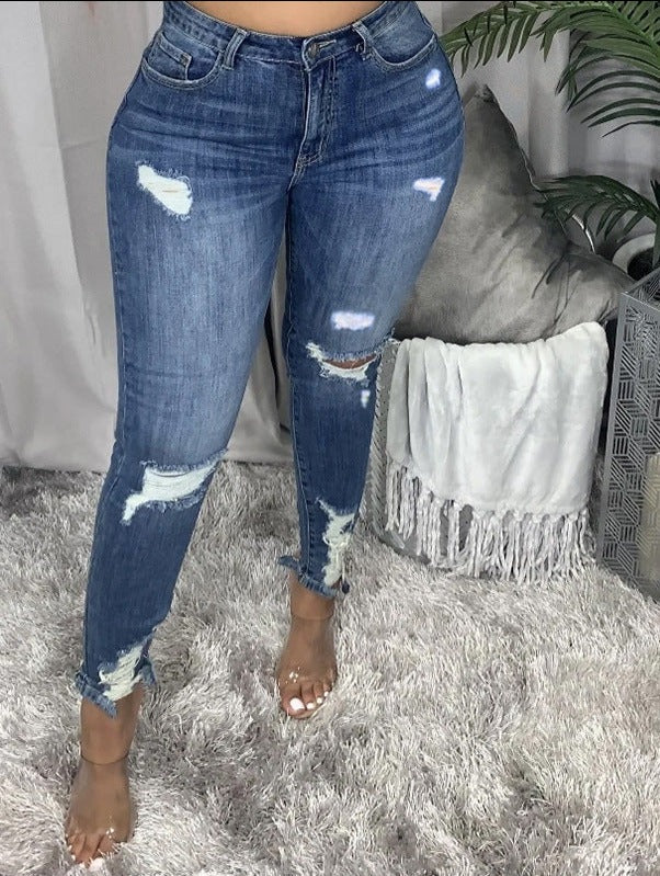 Women's High Waist Ripped Jeans