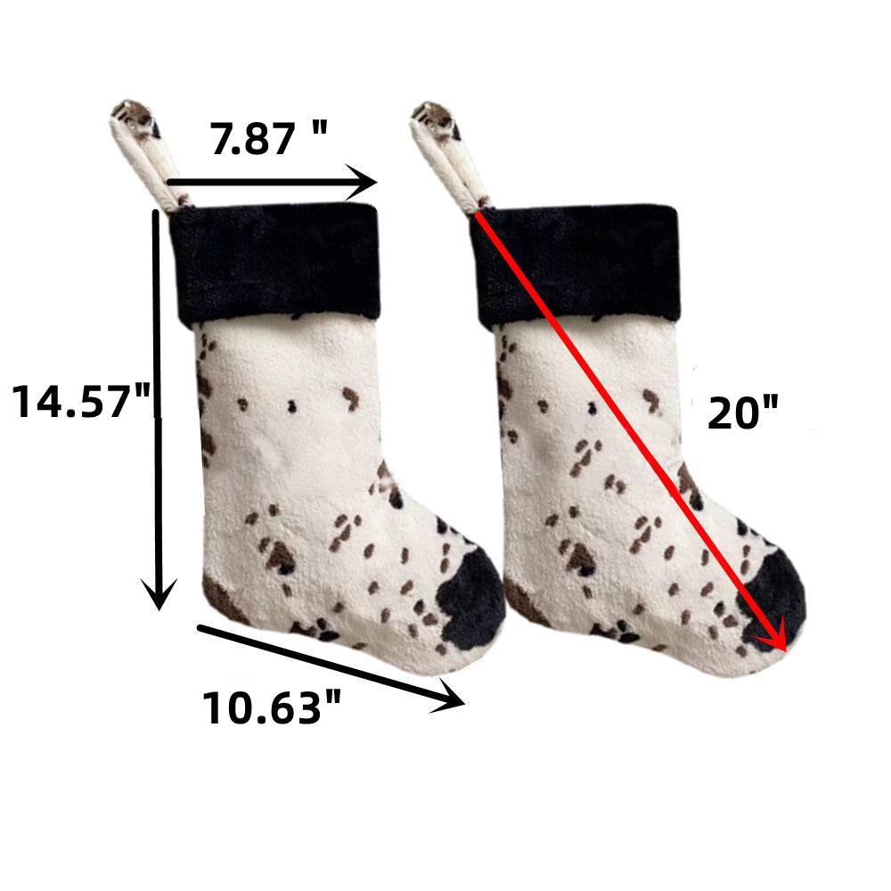 Christmas Cow Print Decorative Plush Socks