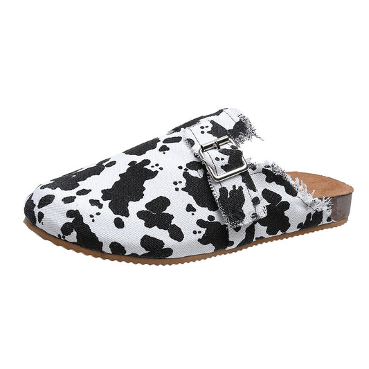 Women's Leopard Mule Flat Slippers