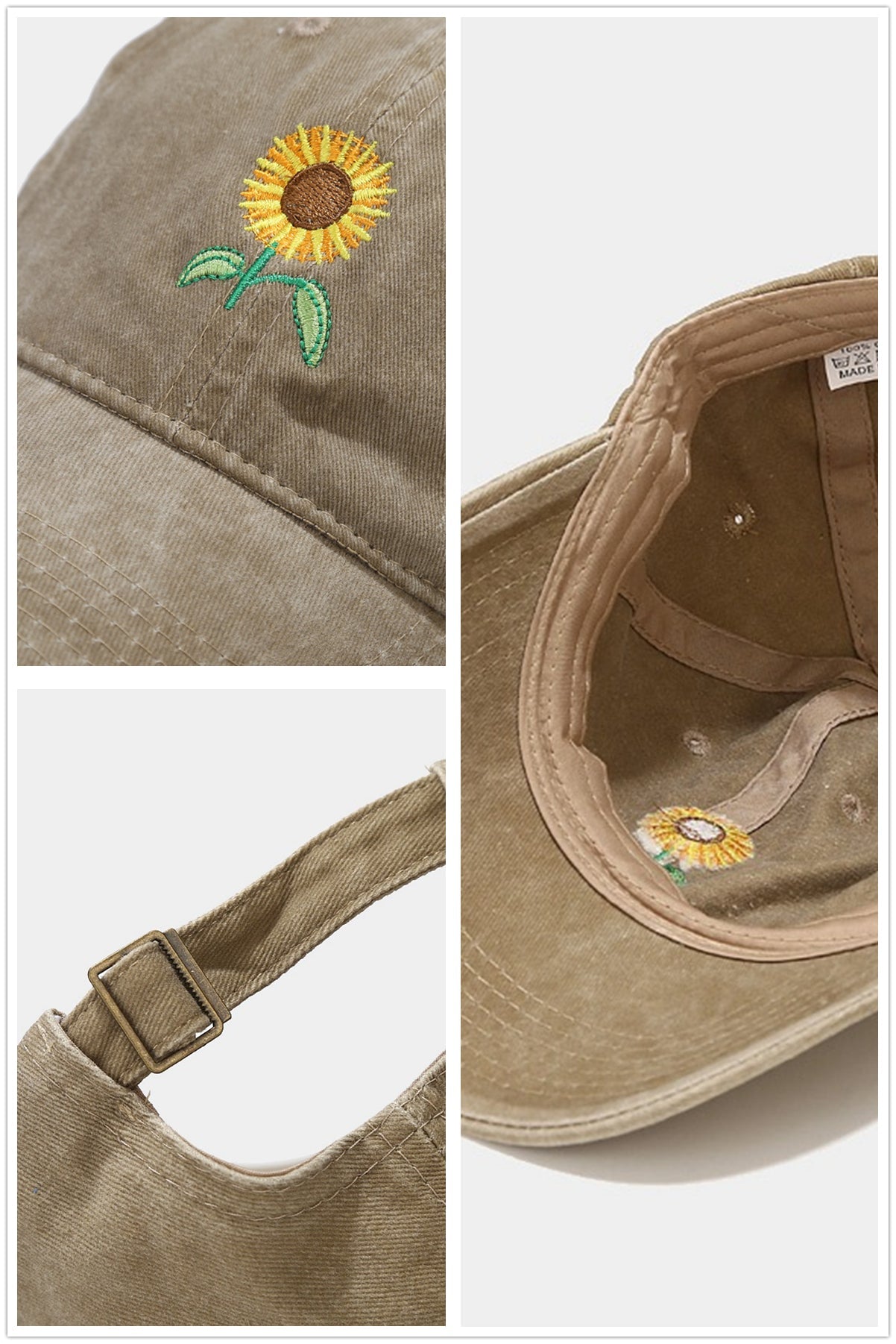 Vintage Sunflower Embroidered Cap