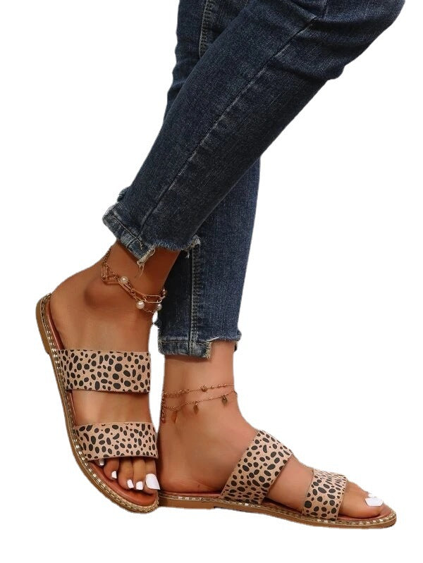 Women's Leopard Flat Sandals