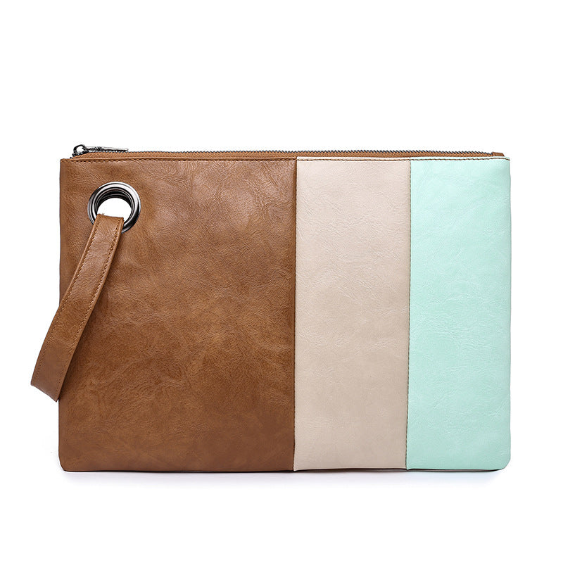 Patchwork Color PU Leather Ladies Clutch