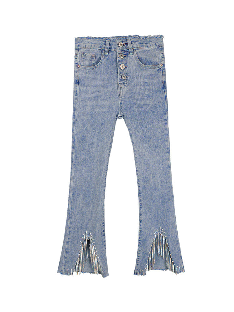 High-rise Fringed Flared Jeans