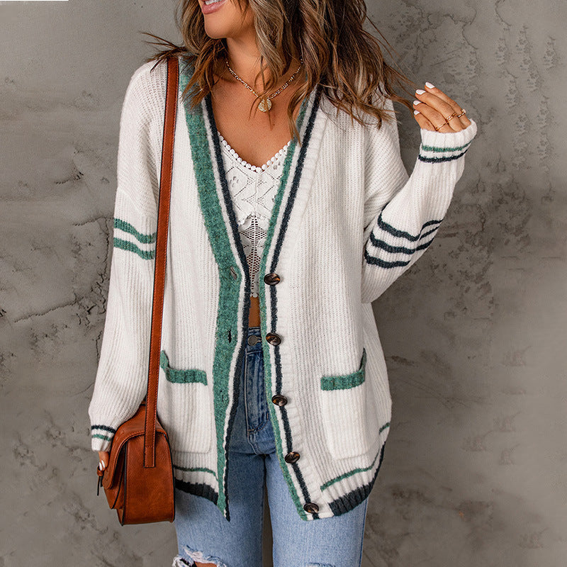 White V Neck Cardigan