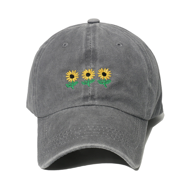 Vintage Sunflower Embroidered Cap