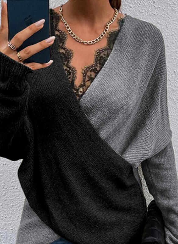 Lace V-neck Knitted top