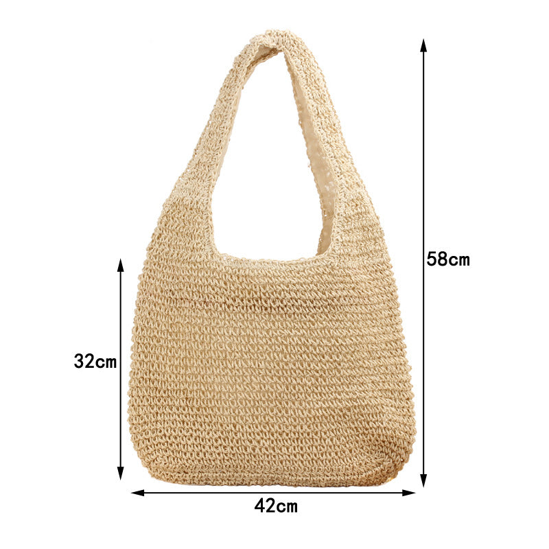 Women Straw Shoulder Bag Bucket Tote