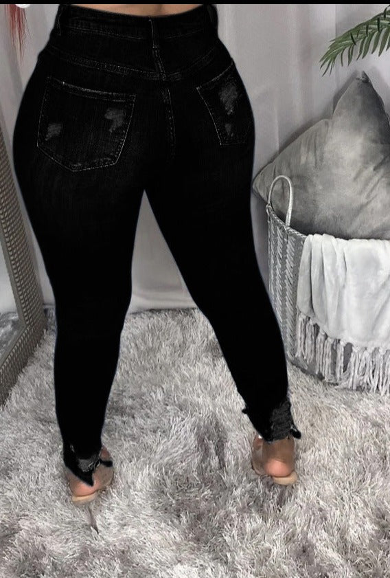 Women's High Waist Ripped Jeans