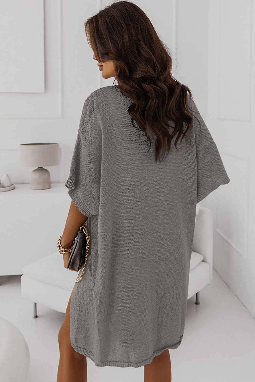 Half Sleeve Pocketed Long Cardigan