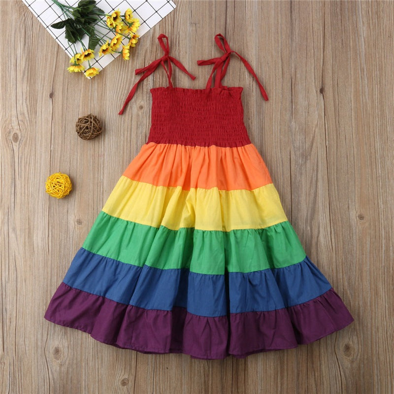 Sisters Rainbow Suspender Princess Dress