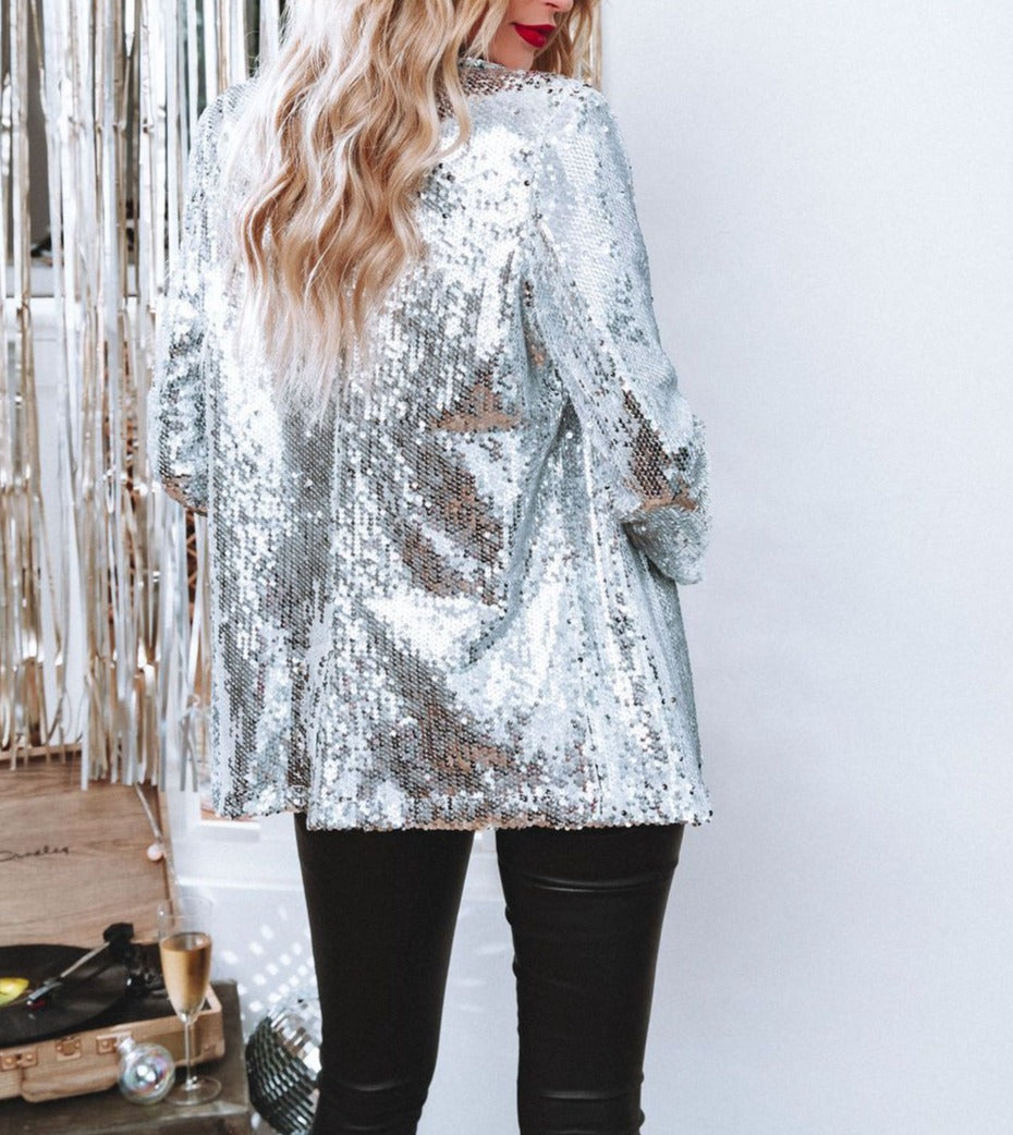 Sequin Lapel Blazer